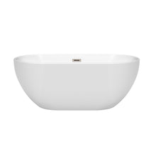 Load image into Gallery viewer, Wyndham Collection Bathtub Wyndham Collection WCOBT200060BNTRIM Brooklyn 60 Inch Freestanding Bathtub in White with Brushed Nickel Drain and Overflow Trim