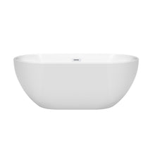 Load image into Gallery viewer, Wyndham Collection Bathtub Wyndham Collection WCOBT200060SWTRIM Brooklyn 60 Inch Freestanding Bathtub in White with Shiny White Drain and Overflow Trim