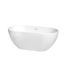 Load image into Gallery viewer, Wyndham Collection Bathtub Wyndham Collection WCOBT200060SWTRIM Brooklyn 60 Inch Freestanding Bathtub in White with Shiny White Drain and Overflow Trim