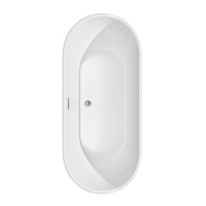 Wyndham Collection Bathtub Wyndham Collection WCOBT200067ATP11BN Brooklyn 67 Inch Freestanding Bathtub in White with Floor Mounted Faucet, Drain and Overflow Trim in Brushed Nickel