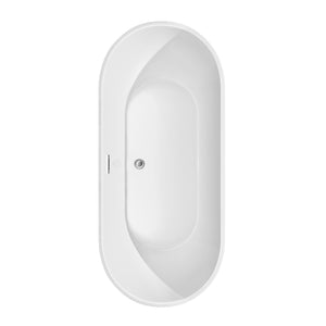 Wyndham Collection Bathtub Wyndham Collection WCOBT200067ATP11PC Brooklyn 67 Inch Freestanding Bathtub in White with Floor Mounted Faucet, Drain and Overflow Trim in Polished Chrome