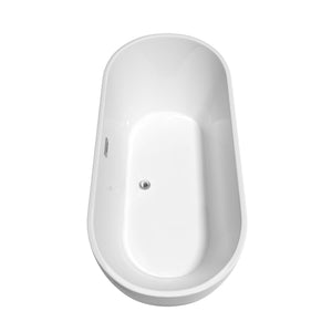 Wyndham Collection Bathtub Wyndham Collection WCOBT200067ATP11PC Brooklyn 67 Inch Freestanding Bathtub in White with Floor Mounted Faucet, Drain and Overflow Trim in Polished Chrome