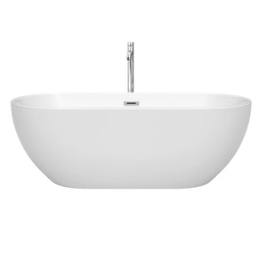 Wyndham Collection Bathtub Wyndham Collection WCOBT200067ATP11PC Brooklyn 67 Inch Freestanding Bathtub in White with Floor Mounted Faucet, Drain and Overflow Trim in Polished Chrome