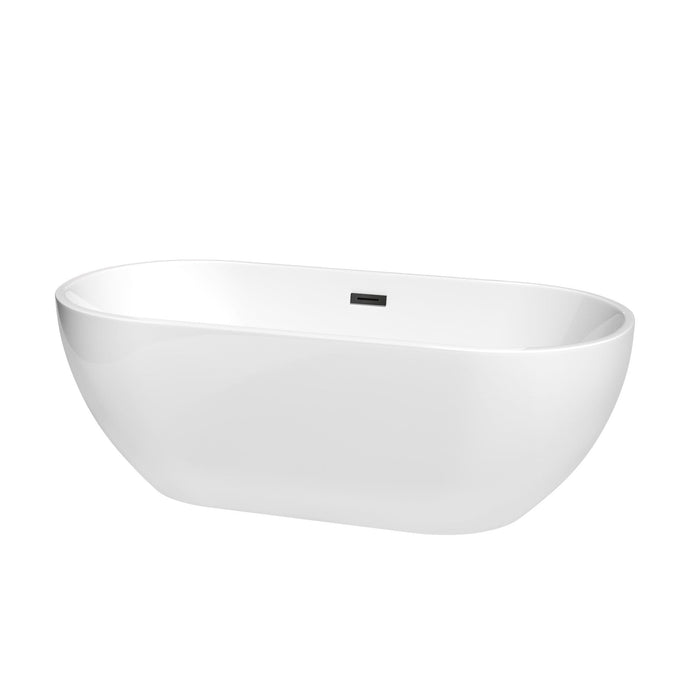 Wyndham Collection Bathtub Wyndham Collection WCOBT200067MBTRIM Brooklyn 67 Inch Freestanding Bathtub in White with Matte Black Drain and Overflow Trim