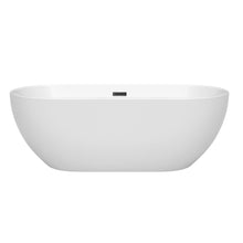 Load image into Gallery viewer, Wyndham Collection Bathtub Wyndham Collection WCOBT200067MBTRIM Brooklyn 67 Inch Freestanding Bathtub in White with Matte Black Drain and Overflow Trim