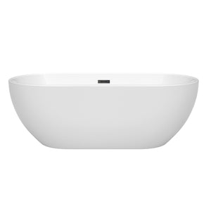 Wyndham Collection Bathtub Wyndham Collection WCOBT200067MBTRIM Brooklyn 67 Inch Freestanding Bathtub in White with Matte Black Drain and Overflow Trim