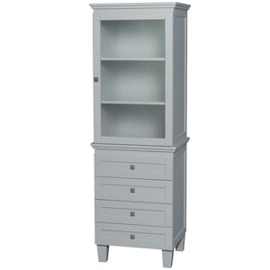 Wyndham Collection Linen Tower Wyndham Collection WCV8000LTOY Acclaim Bathroom Linen Tower in Oyster Gray with Shelved Cabinet Storage and 4 Drawers