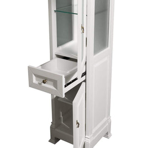 Wyndham Collection Linen Tower Wyndham Collection WCVTFS065WH Andover Solid Oak Bathroom Linen Tower with Cabinet Storage in White