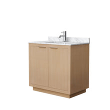 Load image into Gallery viewer, Wyndham Collection Vanity Wyndham Collection WCF282836SLSCMUNSMXX Maroni 36 Inch Single Bathroom Vanity in Light Straw, White Carrara Marble Countertop, Undermount Square Sink