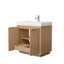 Load image into Gallery viewer, Wyndham Collection Vanity Wyndham Collection WCF282836SLSK4INTMXX Maroni 36 Inch Single Bathroom Vanity in Light Straw, 4 Inch Thick Matte White Solid Surface Countertop, Integrated Sink