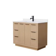 Load image into Gallery viewer, Wyndham Collection Vanity Wyndham Collection WCF282842SLBWCUNSMXX Maroni 42 Inch Single Bathroom Vanity in Light Straw, White Cultured Marble Countertop, Undermount Square Sink, Matte Black Trim