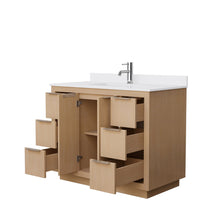 Load image into Gallery viewer, Wyndham Collection Vanity Wyndham Collection WCF282842SLSWCUNSMXX Maroni 42 Inch Single Bathroom Vanity in Light Straw, White Cultured Marble Countertop, Undermount Square Sink