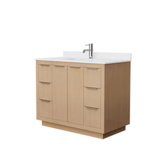 Load image into Gallery viewer, Wyndham Collection Vanity Wyndham Collection WCF282842SLSWCUNSMXX Maroni 42 Inch Single Bathroom Vanity in Light Straw, White Cultured Marble Countertop, Undermount Square Sink