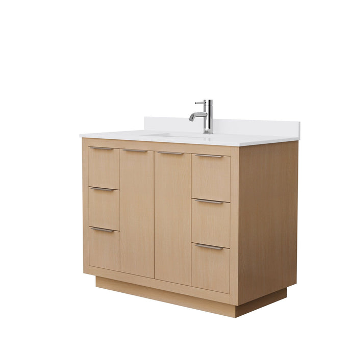 Wyndham Collection Vanity Wyndham Collection WCF282842SLSWCUNSMXX Maroni 42 Inch Single Bathroom Vanity in Light Straw, White Cultured Marble Countertop, Undermount Square Sink