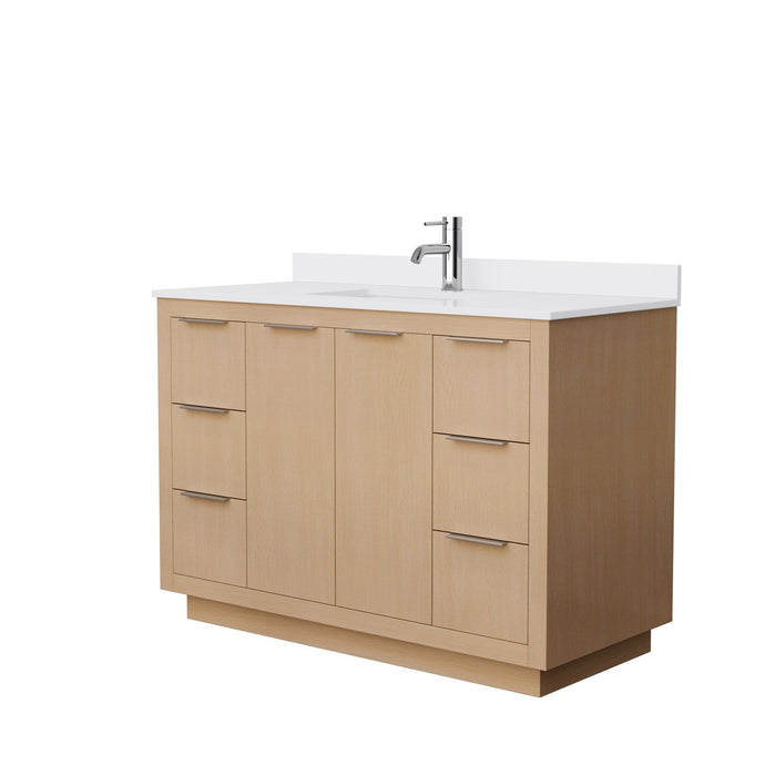 Wyndham Collection Vanity Wyndham Collection WCF282848SLSWCUNSMXX Maroni 48 Inch Single Bathroom Vanity in Light Straw, White Cultured Marble Countertop, Undermount Square Sink