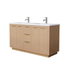 Load image into Gallery viewer, Wyndham Collection Vanity Wyndham Collection WCF282860DLSK1INTMXX Maroni 60 Inch Double Bathroom Vanity in Light Straw, 1.25 Inch Thick Matte White Solid Surface Countertop, Integrated Sinks