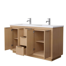 Load image into Gallery viewer, Wyndham Collection Vanity Wyndham Collection WCF282860DLSK1INTMXX Maroni 60 Inch Double Bathroom Vanity in Light Straw, 1.25 Inch Thick Matte White Solid Surface Countertop, Integrated Sinks