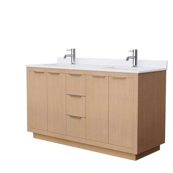 Wyndham Collection Vanity Wyndham Collection WCF282860DLSWCUNSMXX Maroni 60 Inch Double Bathroom Vanity in Light Straw, White Cultured Marble Countertop, Undermount Square Sinks