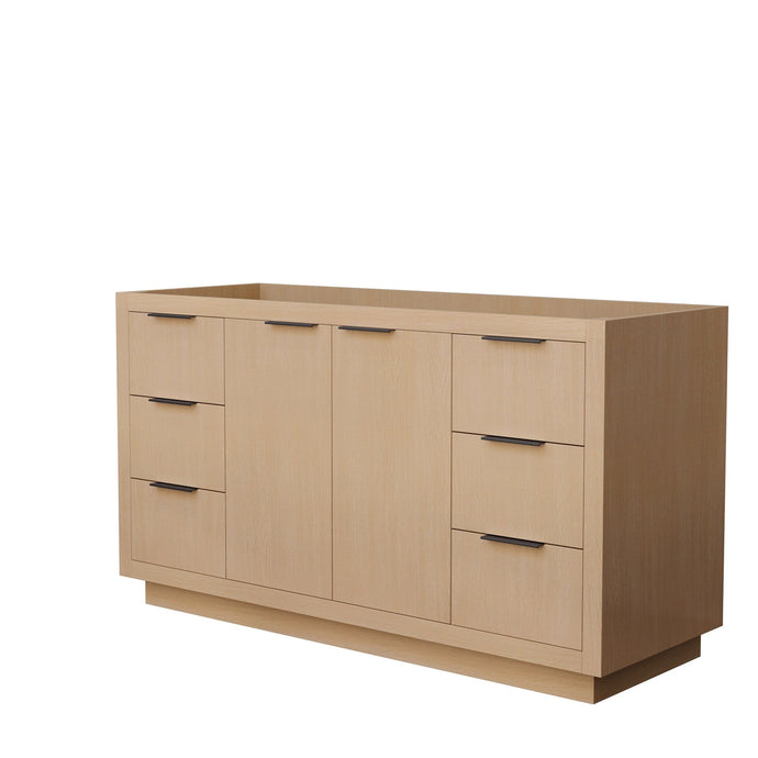 Wyndham Collection Vanity Wyndham Collection WCF282860SLBCXSXXMXX Maroni 60 Inch Single Bathroom Vanity in Light Straw, No Countertop, No Sink, Matte Black Trim