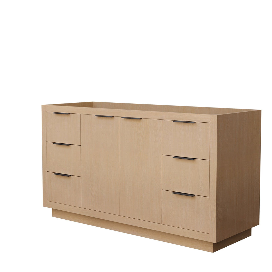 Wyndham Collection Vanity Wyndham Collection WCF282860SLBCXSXXMXX Maroni 60 Inch Single Bathroom Vanity in Light Straw, No Countertop, No Sink, Matte Black Trim