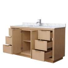 Load image into Gallery viewer, Wyndham Collection Vanity Wyndham Collection WCF282860SLSCMUNSMXX Maroni 60 Inch Single Bathroom Vanity in Light Straw, White Carrara Marble Countertop, Undermount Square Sink