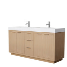 Load image into Gallery viewer, Wyndham Collection Vanity Wyndham Collection WCF282872DLSK4INTMXX Maroni 72 Inch Double Bathroom Vanity in Light Straw, 4 Inch Thick Matte White Solid Surface Countertop, Integrated Sinks