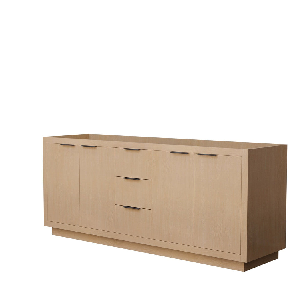 Wyndham Collection Vanity Wyndham Collection WCF282880DLBCXSXXMXX Maroni 80 Inch Double Bathroom Vanity in Light Straw, No Countertop, No Sink, Matte Black Trim