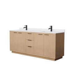 Load image into Gallery viewer, Wyndham Collection Vanity Wyndham Collection WCF282880DLBWCUNSMXX Maroni 80 Inch Double Bathroom Vanity in Light Straw, White Cultured Marble Countertop, Undermount Square Sinks, Matte Black Trim