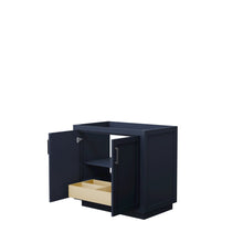 Load image into Gallery viewer, Wyndham Collection Vanity Wyndham Collection WCF292936SBBCXSXXMXX Miranda 36 Inch Single Bathroom Vanity in Dark Blue, No Countertop, No Sink, Matte Black Trim