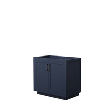 Load image into Gallery viewer, Wyndham Collection Vanity Wyndham Collection WCF292936SBBCXSXXMXX Miranda 36 Inch Single Bathroom Vanity in Dark Blue, No Countertop, No Sink, Matte Black Trim