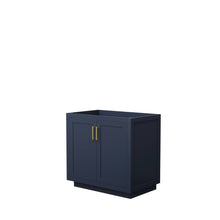 Load image into Gallery viewer, Wyndham Collection Vanity Wyndham Collection WCF292936SBLCXSXXMXX Miranda 36 Inch Single Bathroom Vanity in Dark Blue, No Countertop, No Sink, Brushed Gold Trim