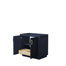 Load image into Gallery viewer, Wyndham Collection Vanity Wyndham Collection WCF292936SBLCXSXXMXX Miranda 36 Inch Single Bathroom Vanity in Dark Blue, No Countertop, No Sink, Brushed Gold Trim