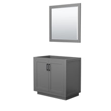 Load image into Gallery viewer, Wyndham Collection Vanity Wyndham Collection WCF292936SGBCXSXXM34 Miranda 36 Inch Single Bathroom Vanity in Dark Gray, No Countertop, No Sink, Matte Black Trim, 34 Inch Mirror