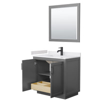 Load image into Gallery viewer, Wyndham Collection Vanity Wyndham Collection WCF292936SGBWCUNSM34 Miranda 36 Inch Single Bathroom Vanity in Dark Gray, White Cultured Marble Countertop, Undermount Square Sink, Matte Black Trim, 34 Inch Mirror