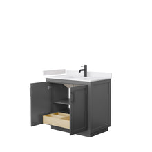 Load image into Gallery viewer, Wyndham Collection Vanity Wyndham Collection WCF292936SGBWCUNSMXX Miranda 36 Inch Single Bathroom Vanity in Dark Gray, White Cultured Marble Countertop, Undermount Square Sink, Matte Black Trim
