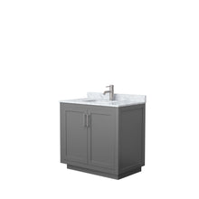 Load image into Gallery viewer, Wyndham Collection Vanity Wyndham Collection WCF292936SKGCMUNSMXX Miranda 36 Inch Single Bathroom Vanity in Dark Gray, White Carrara Marble Countertop, Undermount Square Sink, Brushed Nickel Trim
