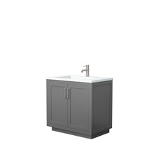 Load image into Gallery viewer, Wyndham Collection Vanity Wyndham Collection WCF292936SKGK1INTMXX Miranda 36 Inch Single Bathroom Vanity in Dark Gray, 1.25 Inch Thick Matte White Solid Surface Countertop, Integrated Sink, Brushed Nickel Trim
