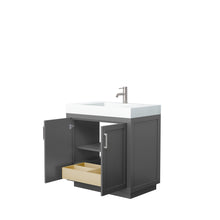 Load image into Gallery viewer, Wyndham Collection Vanity Wyndham Collection WCF292936SKGK4INTMXX Miranda 36 Inch Single Bathroom Vanity in Dark Gray, 4 Inch Thick Matte White Solid Surface Countertop, Integrated Sink, Brushed Nickel Trim