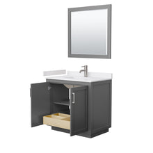 Load image into Gallery viewer, Wyndham Collection Vanity Wyndham Collection WCF292936SKGWCUNSM34 Miranda 36 Inch Single Bathroom Vanity in Dark Gray, White Cultured Marble Countertop, Undermount Square Sink, Brushed Nickel Trim, 34 Inch Mirror