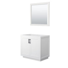 Load image into Gallery viewer, Wyndham Collection Vanity Wyndham Collection WCF292936SWBCXSXXM34 Miranda 36 Inch Single Bathroom Vanity in White, No Countertop, No Sink, Matte Black Trim, 34 Inch Mirror