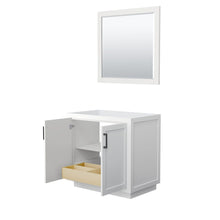 Load image into Gallery viewer, Wyndham Collection Vanity Wyndham Collection WCF292936SWBCXSXXM34 Miranda 36 Inch Single Bathroom Vanity in White, No Countertop, No Sink, Matte Black Trim, 34 Inch Mirror