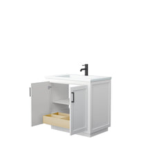Load image into Gallery viewer, Wyndham Collection Vanity Wyndham Collection WCF292936SWBK1INTMXX Miranda 36 Inch Single Bathroom Vanity in White, 1.25 Inch Thick Matte White Solid Surface Countertop, Integrated Sink, Matte Black Trim