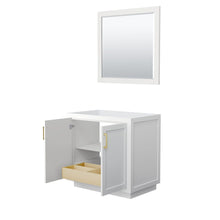 Load image into Gallery viewer, Wyndham Collection Vanity Wyndham Collection WCF292936SWGCXSXXM34 Miranda 36 Inch Single Bathroom Vanity in White, No Countertop, No Sink, Brushed Gold Trim, 34 Inch Mirror