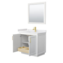 Load image into Gallery viewer, Wyndham Collection Vanity Wyndham Collection WCF292936SWGWCUNSM34 Miranda 36 Inch Single Bathroom Vanity in White, White Cultured Marble Countertop, Undermount Square Sink, Brushed Gold Trim, 34 Inch Mirror