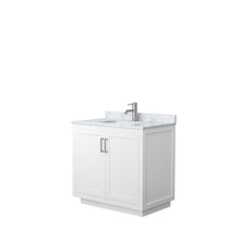 Load image into Gallery viewer, Wyndham Collection Vanity Wyndham Collection WCF292936SWHCMUNSMXX Miranda 36 Inch Single Bathroom Vanity in White, White Carrara Marble Countertop, Undermount Square Sink, Brushed Nickel Trim