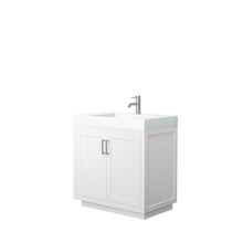 Load image into Gallery viewer, Wyndham Collection Vanity Wyndham Collection WCF292936SWHK4INTMXX Miranda 36 Inch Single Bathroom Vanity in White, 4 Inch Thick Matte White Solid Surface Countertop, Integrated Sink, Brushed Nickel Trim