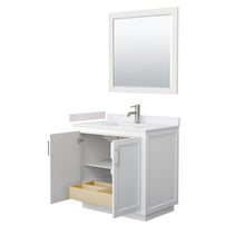 Load image into Gallery viewer, Wyndham Collection Vanity Wyndham Collection WCF292936SWHWCUNSM34 Miranda 36 Inch Single Bathroom Vanity in White, White Cultured Marble Countertop, Undermount Square Sink, Brushed Nickel Trim, 34 Inch Mirror