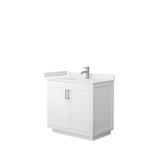 Load image into Gallery viewer, Wyndham Collection Vanity Wyndham Collection WCF292936SWHWCUNSMXX Miranda 36 Inch Single Bathroom Vanity in White, White Cultured Marble Countertop, Undermount Square Sink, Brushed Nickel Trim