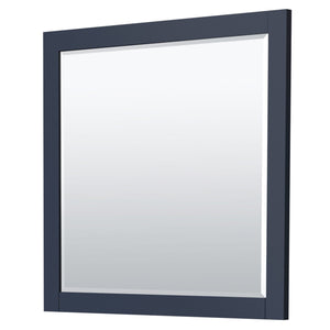 Wyndham Collection Vanity Wyndham Collection WCF292942SBLCMUNSM34 Miranda 42 Inch Single Bathroom Vanity in Dark Blue, White Carrara Marble Countertop, Undermount Square Sink, Brushed Gold Trim, 34 Inch Mirror