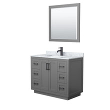 Load image into Gallery viewer, Wyndham Collection Vanity Wyndham Collection WCF292942SGBCMUNSM34 Miranda 42 Inch Single Bathroom Vanity in Dark Gray, White Carrara Marble Countertop, Undermount Square Sink, Matte Black Trim, 34 Inch Mirror